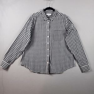 CAMIXA Womens Black White Long Sleeve Button-Down Cotton Shirt Size 2XL